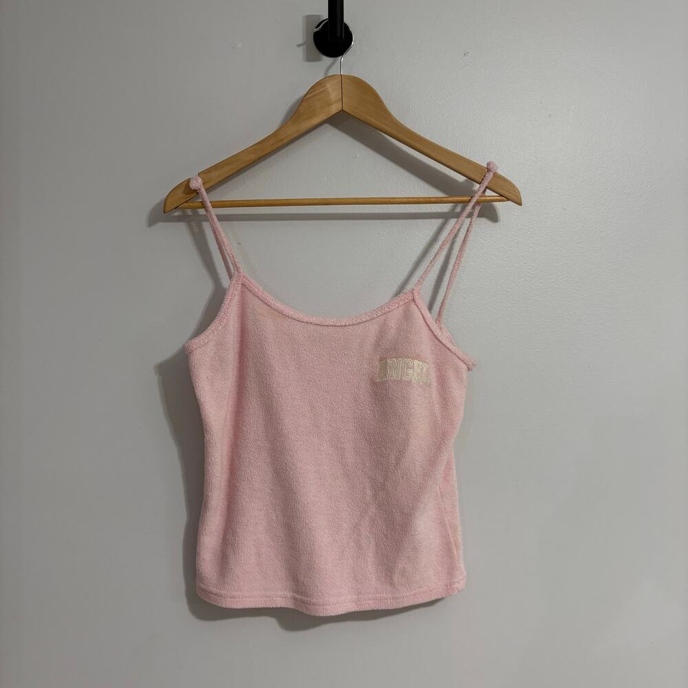 Y2K Angel Sleepys Womens Large Pink Fleece Tank Vintage Cottage Fairy Granola